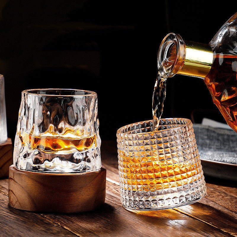 SPINSPIRIT Rotatable Whiskey Glass — Aerating Rounded Base