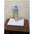 Frosted Sports Water Bottle - Motivational Time Markings, Push Button Flip Top