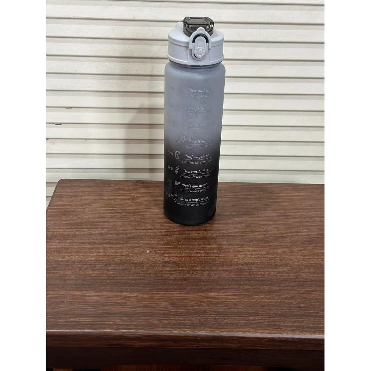 Frosted Sports Water Bottle - Motivational Time Markings, Push Button Flip Top