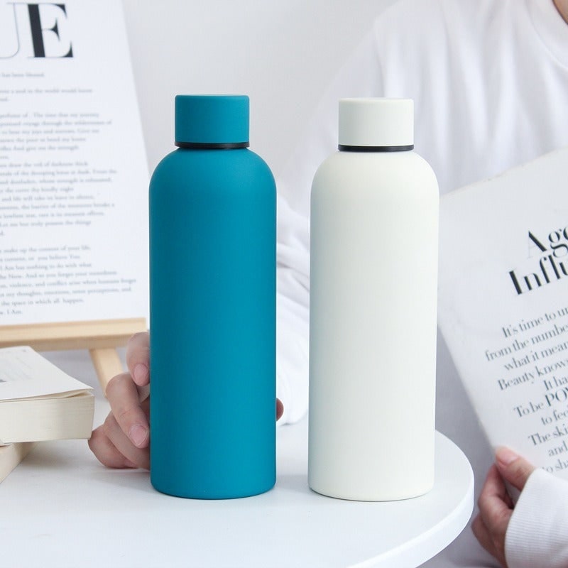 Double-Walled Insulated Water Bottle - Stainless Steel Matte Finish Non-Slip