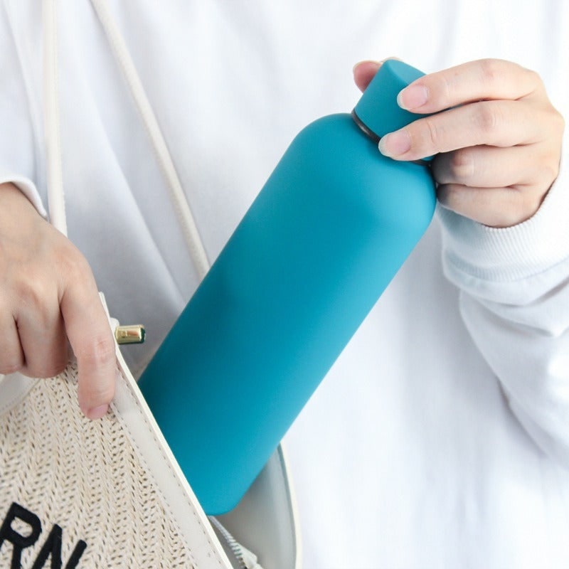 Double-Walled Insulated Water Bottle - Stainless Steel Matte Finish Non-Slip