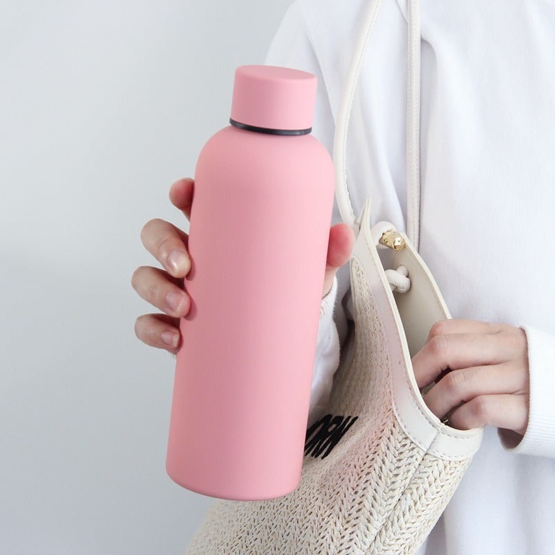 Double-Walled Insulated Water Bottle - Stainless Steel Matte Finish Non-Slip