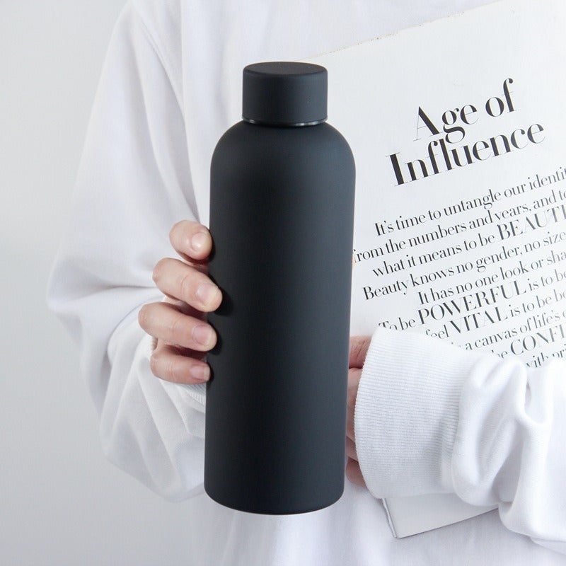 Double-Walled Insulated Water Bottle - Stainless Steel Matte Finish Non-Slip