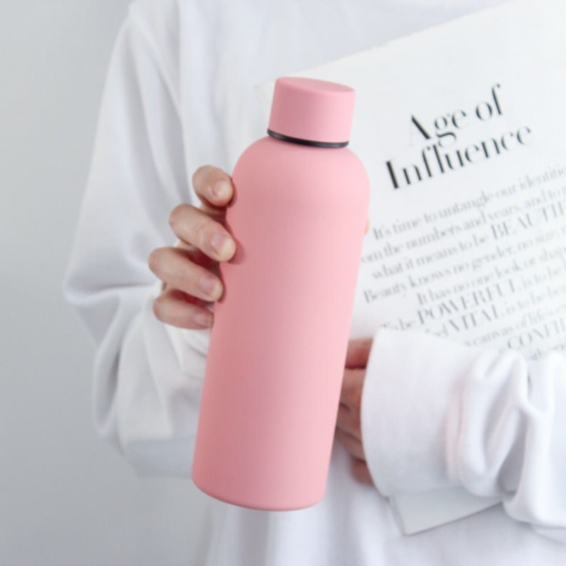 Double-Walled Insulated Water Bottle - Stainless Steel Matte Finish Non-Slip