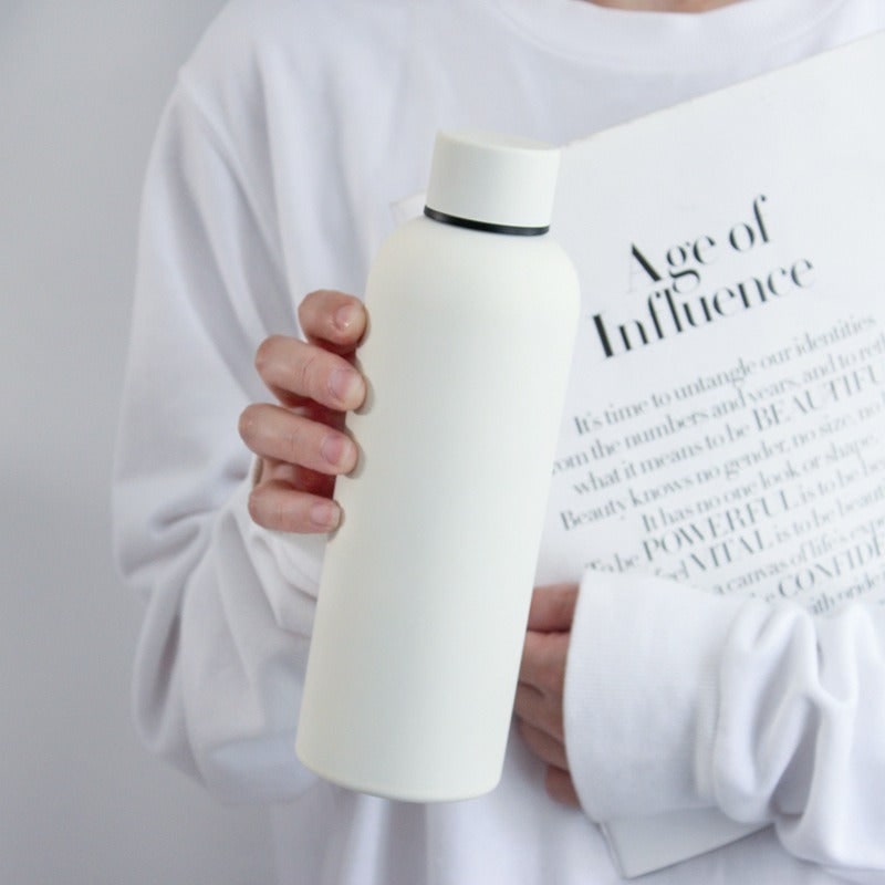 Double-Walled Insulated Water Bottle - Stainless Steel Matte Finish Non-Slip