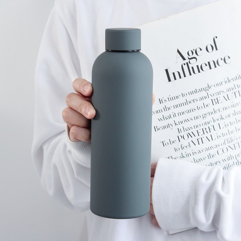 Double-Walled Insulated Water Bottle - Stainless Steel Matte Finish Non-Slip