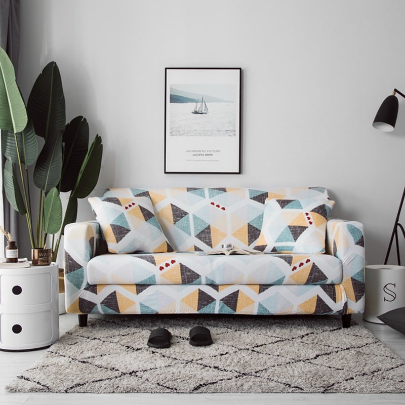 Husă elastică pentru canapea cu trei locuri, design elastic, imprimeu floral