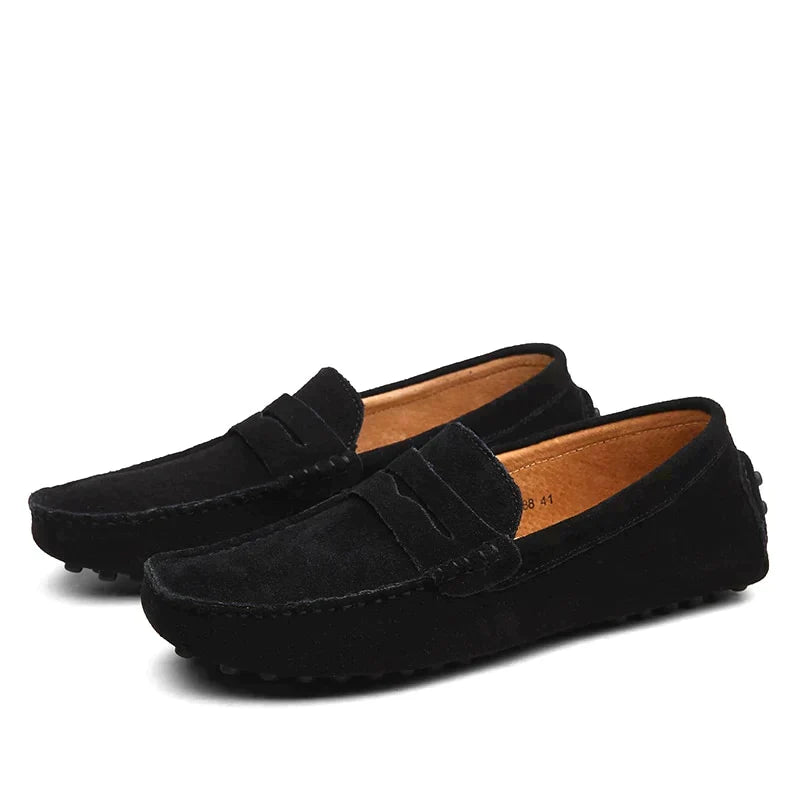 Mocassins italiens raffinés en daim au style classique à enfiler