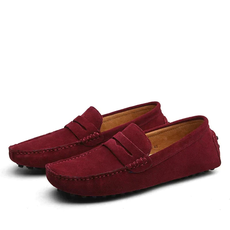 Mocassins italiens raffinés en daim au style classique à enfiler