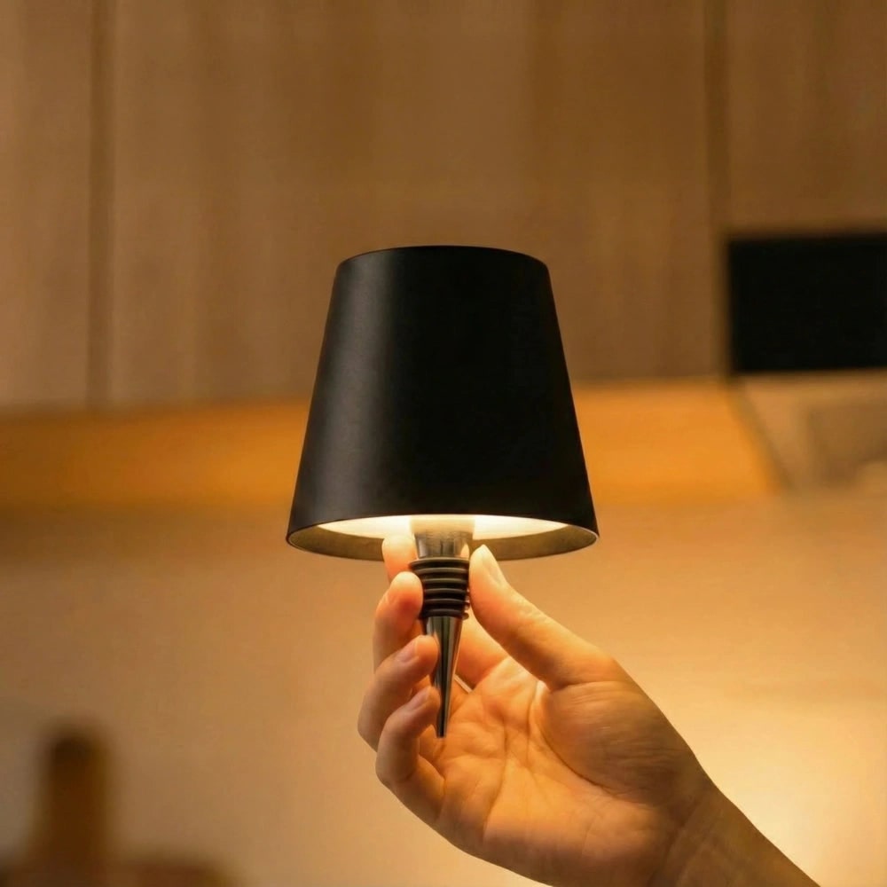 Bezprzewodowa, ładowana lampa metalowa LED w kształcie butelki, nastrojowe oświetlenie stołu