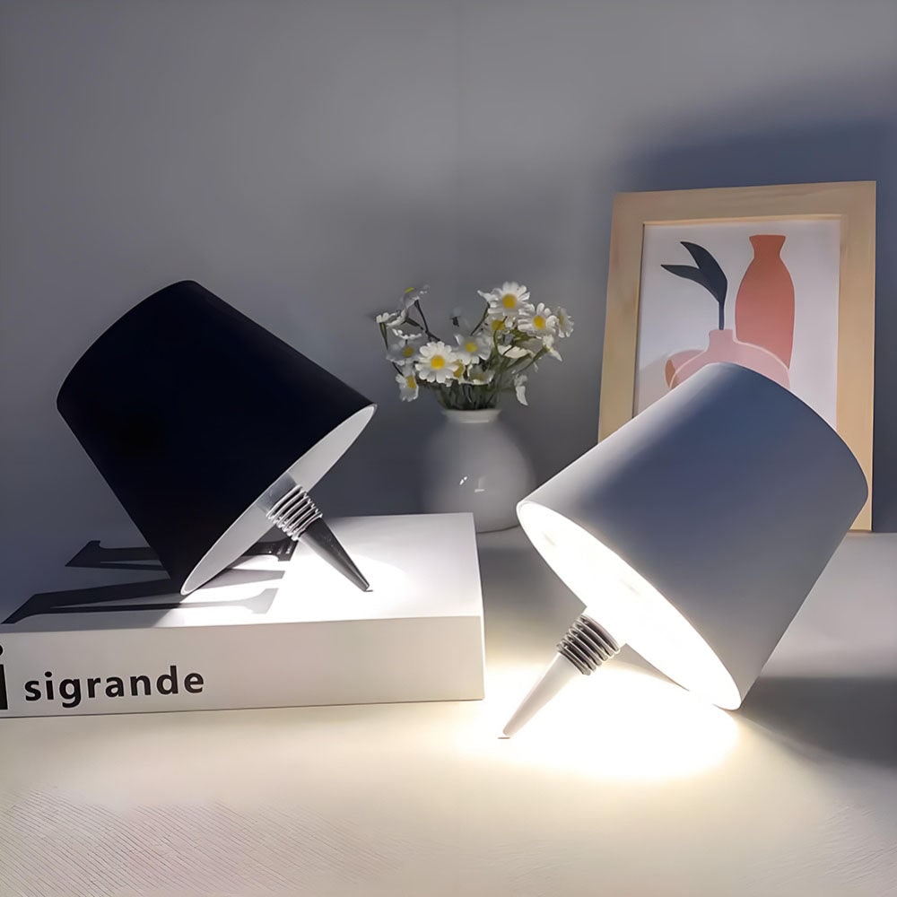 Bezprzewodowa, ładowana lampa metalowa LED w kształcie butelki, nastrojowe oświetlenie stołu