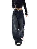 Džíny z modrého denimu s volným střihem v retro stylu | ribuella