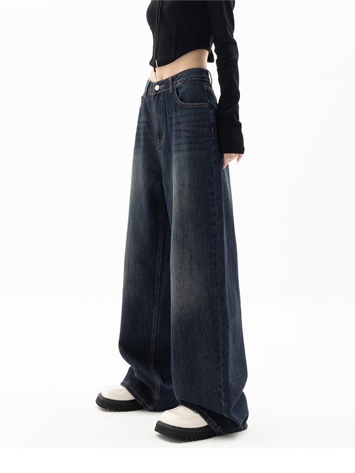 Džíny z modrého denimu s volným střihem v retro stylu | ribuella