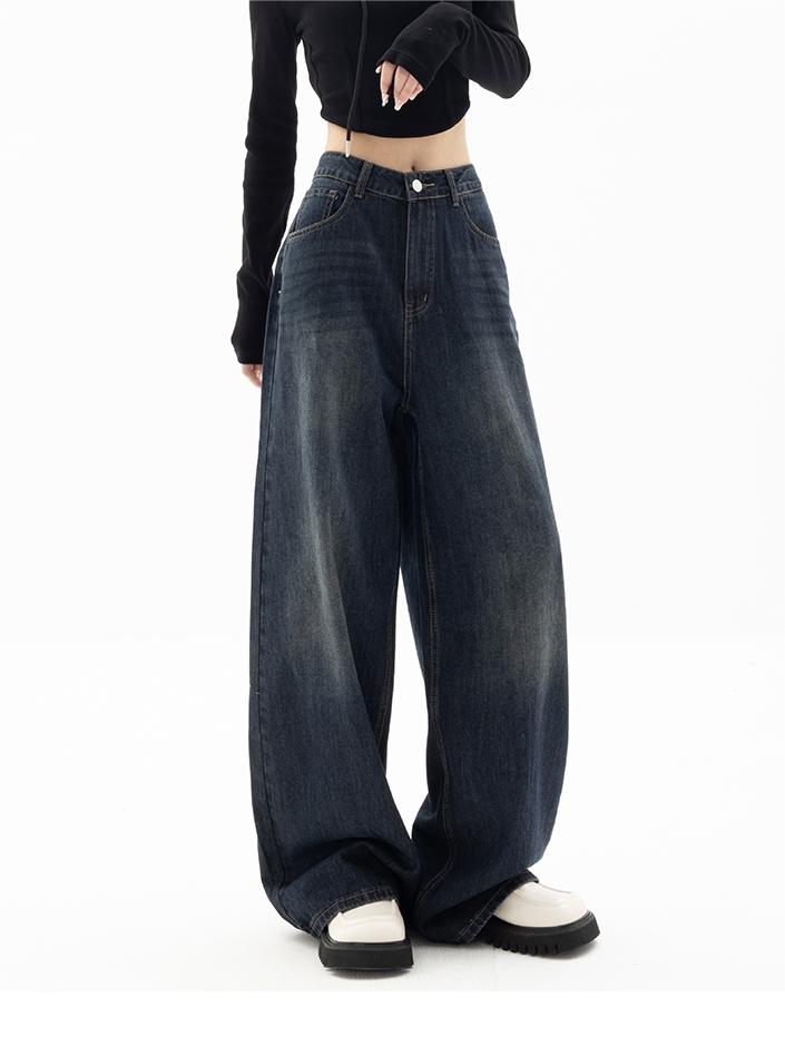 Džíny z modrého denimu s volným střihem v retro stylu | ribuella