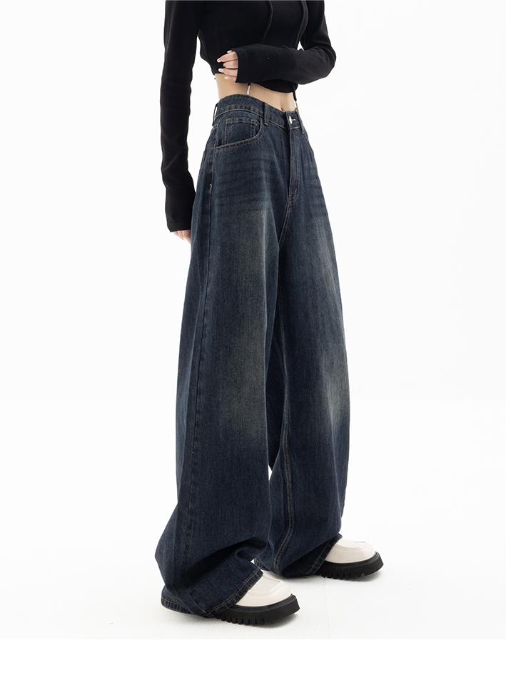 Džíny z modrého denimu s volným střihem v retro stylu | ribuella