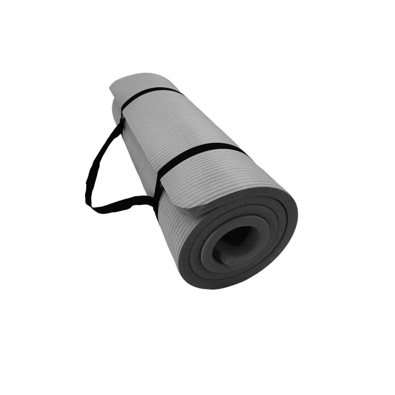 Thick Ribbed Foam Yoga Mat Non Slip Grip Portable Carry Strap