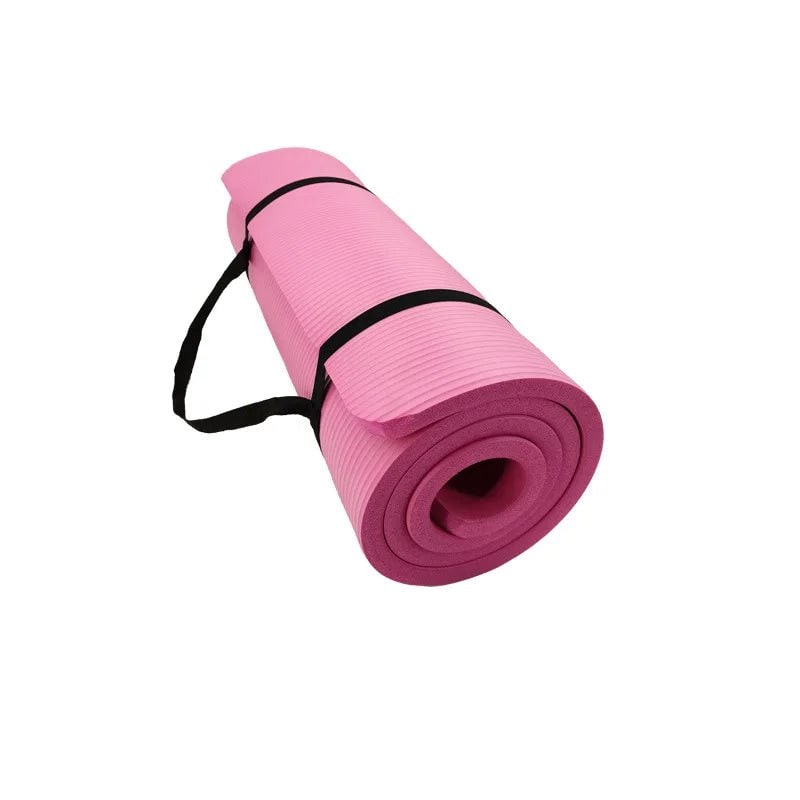 Thick Ribbed Foam Yoga Mat Non Slip Grip Portable Carry Strap