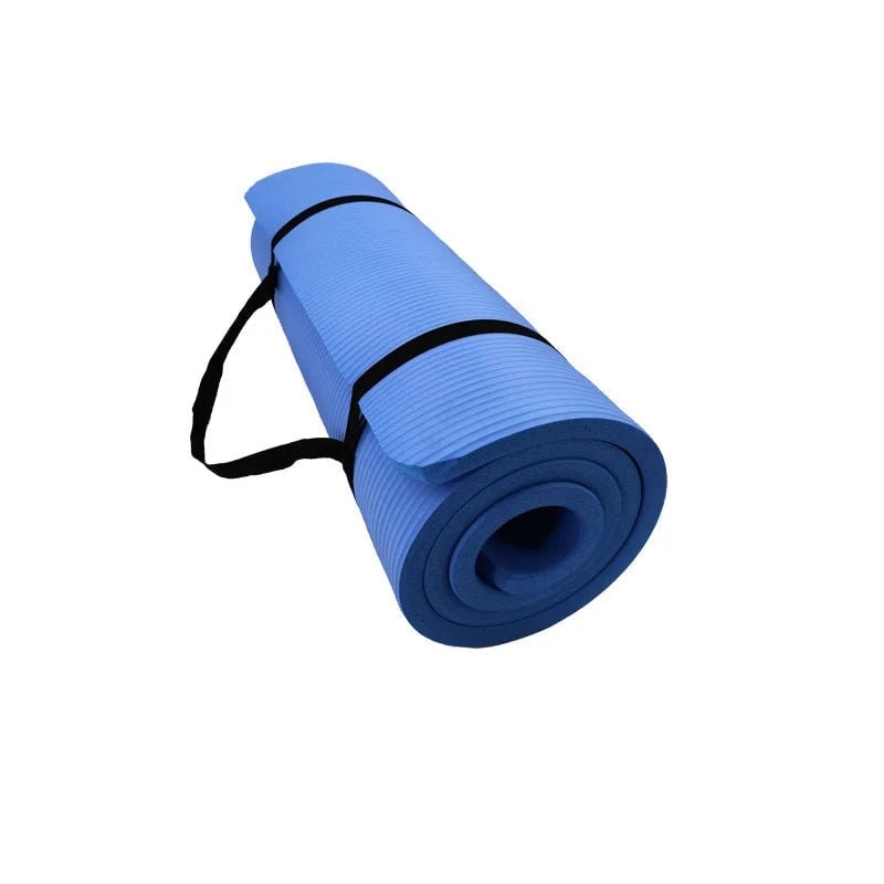 Thick Ribbed Foam Yoga Mat Non Slip Grip Portable Carry Strap