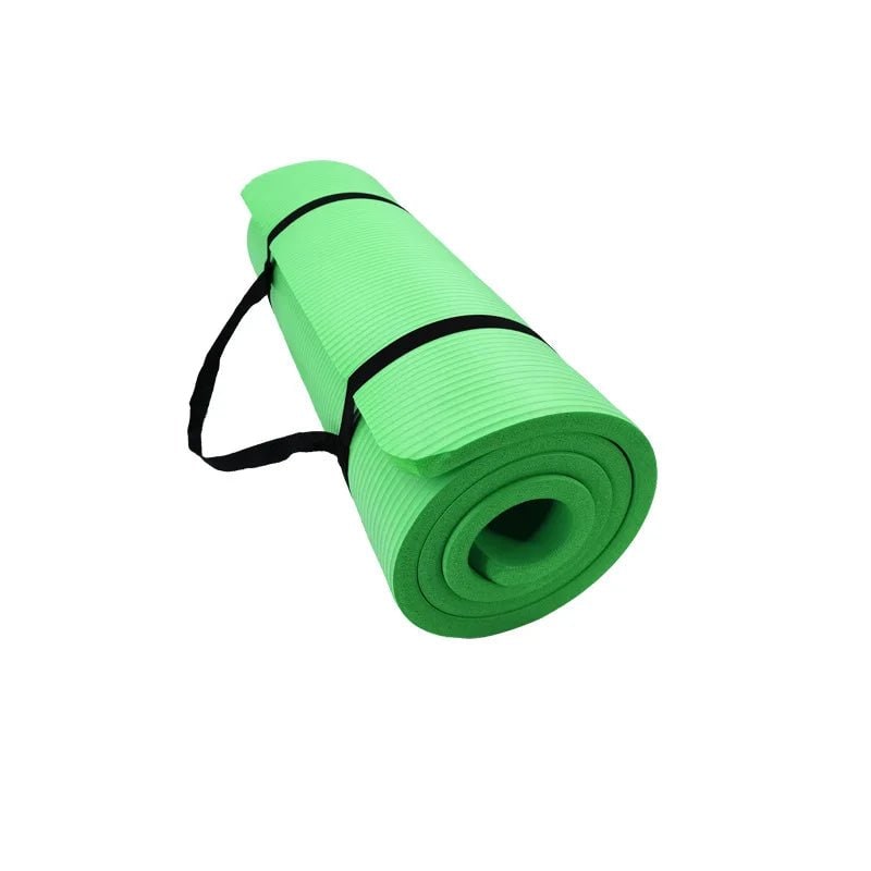 Thick Ribbed Foam Yoga Mat Non Slip Grip Portable Carry Strap