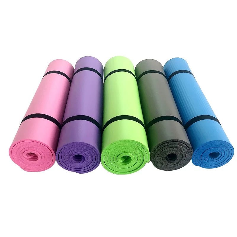 Thick Ribbed Foam Yoga Mat Non Slip Grip Portable Carry Strap