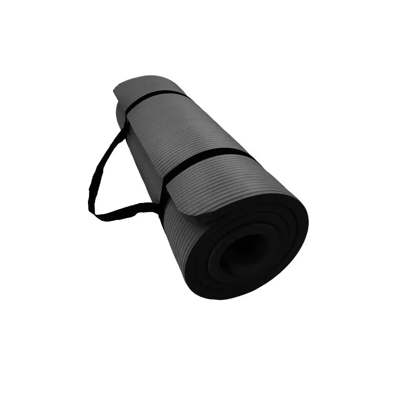 Thick Ribbed Foam Yoga Mat Non Slip Grip Portable Carry Strap