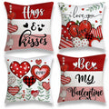 Decorative Square Throw Pillow Covers Valentine Heart Print Set Four