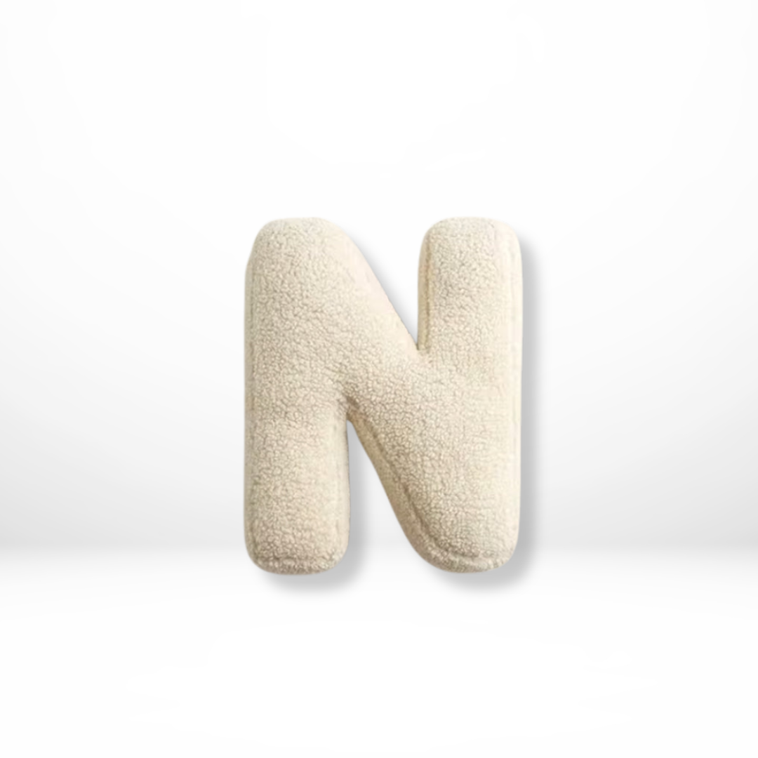 Personalized Alphabet Letter Throw Pillow - Sherpa Fabric, Plush Stuffed Cushion