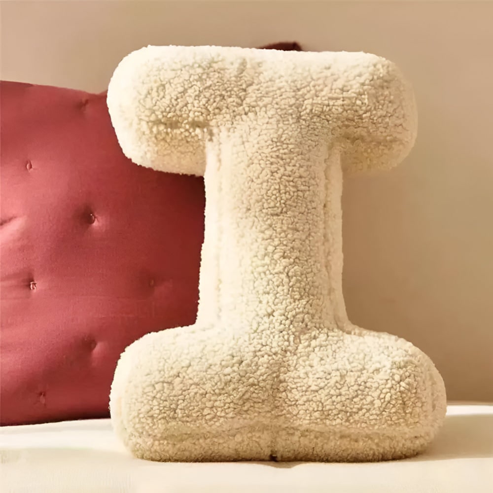 Personalized Alphabet Letter Throw Pillow - Sherpa Fabric, Plush Stuffed Cushion