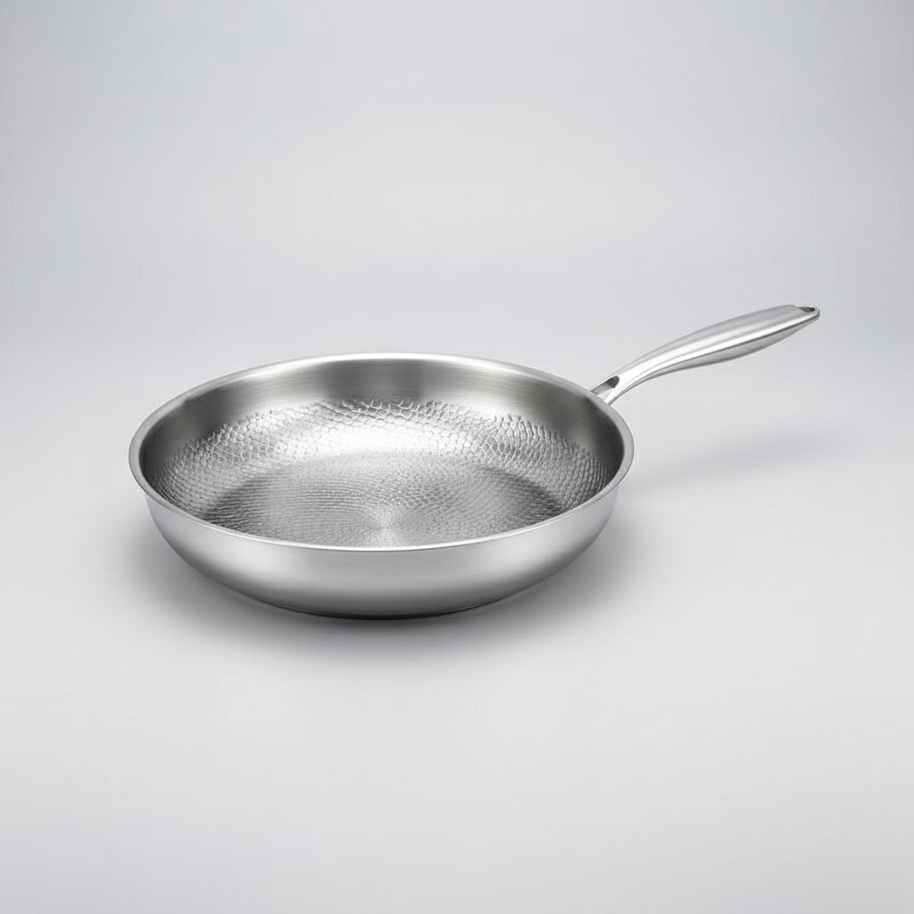 Hammered Stainless Steel Frying Pan, Titanium Non Stick, Induction Compatible