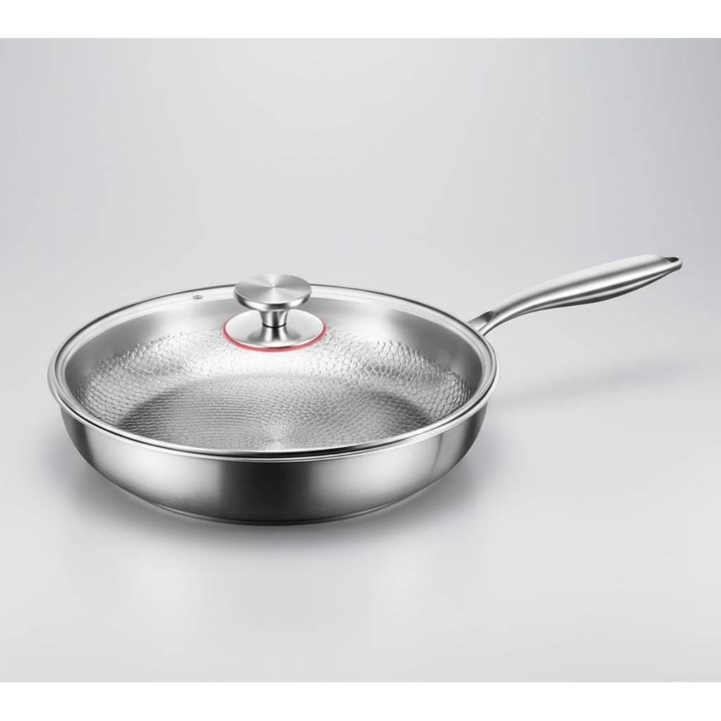 Hammered Stainless Steel Frying Pan, Titanium Non Stick, Induction Compatible