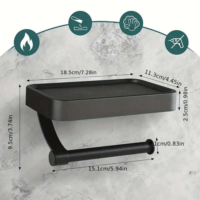 Portarrollos de papel higiénico de acero inoxidable con estante de almacenamiento | ribuella