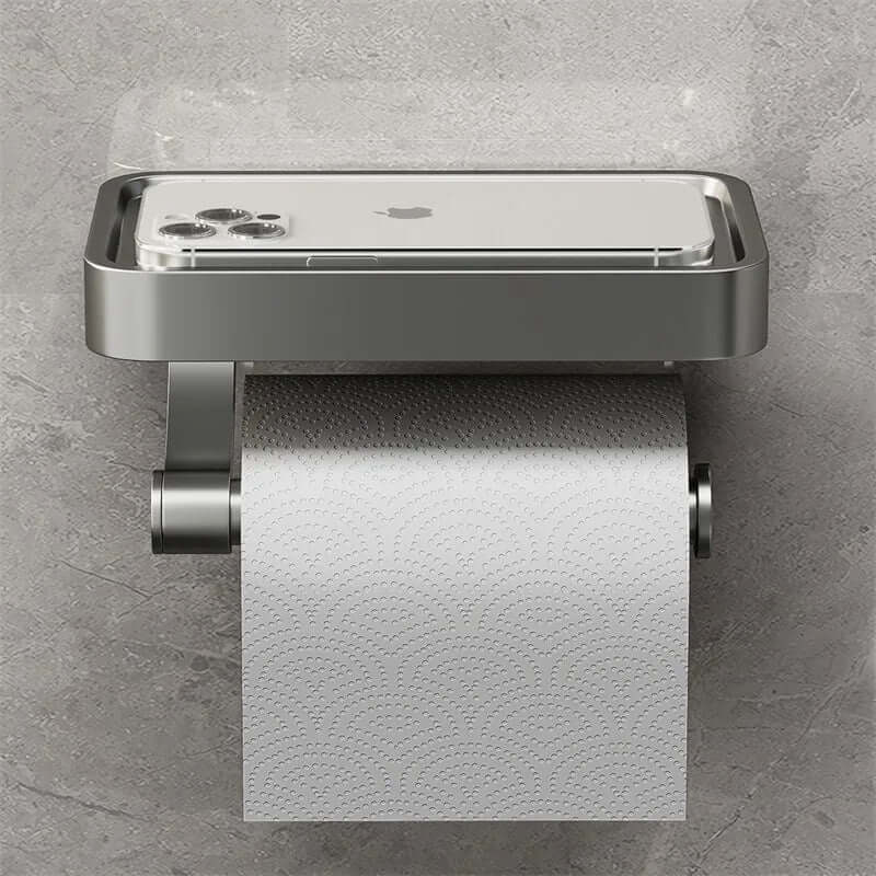Portarrollos de papel higiénico de acero inoxidable con estante de almacenamiento | ribuella