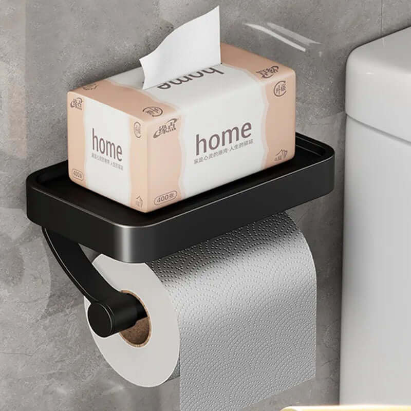Portarrollos de papel higiénico de acero inoxidable con estante de almacenamiento | ribuella