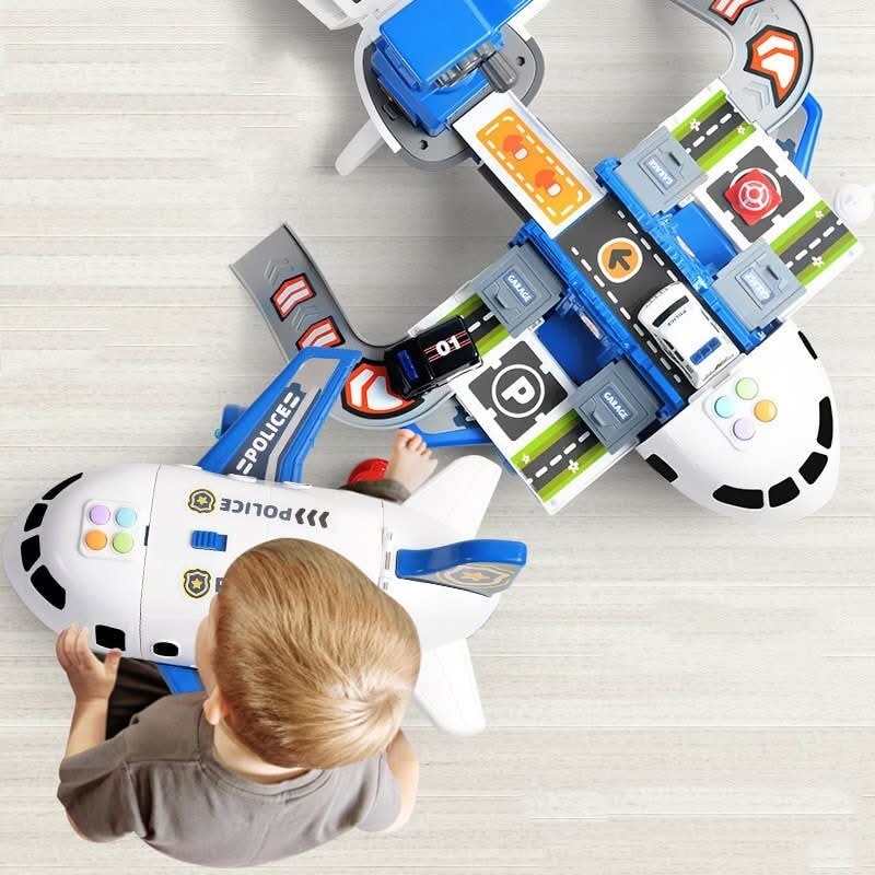 Foldable Airplane Playset Working Crane Mini Cargo Vehicle Set