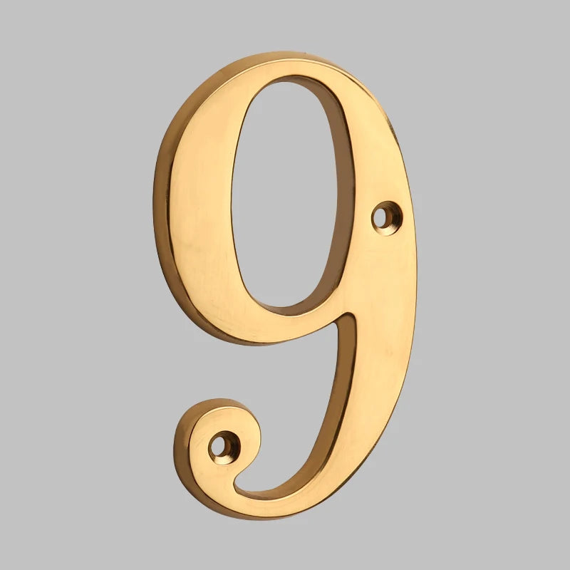 Solid Brass House Numbers — Classic Outdoor Address Digits