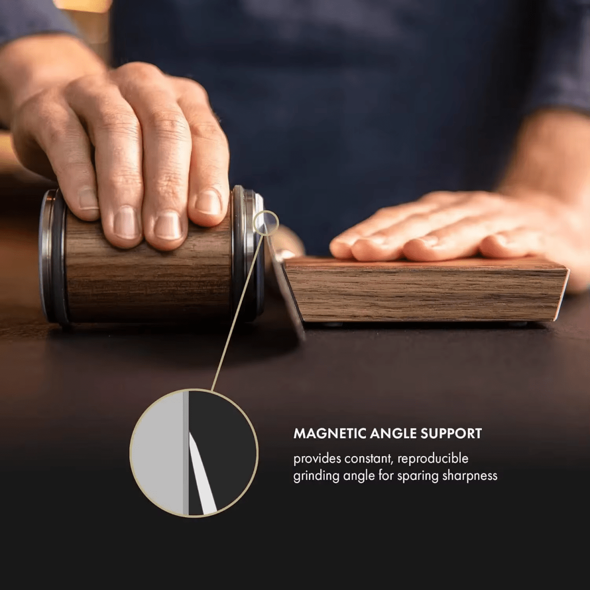 Tumbler Portable Rolling Knife Sharpener Diamond Roller Magnetic Angle Guide Wood Body