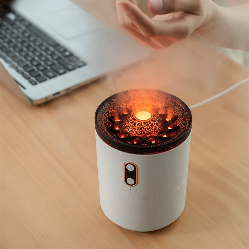 Ultrasonic Essential Oil Diffuser - Flame Light Effects And Jellyfish Mist Mode