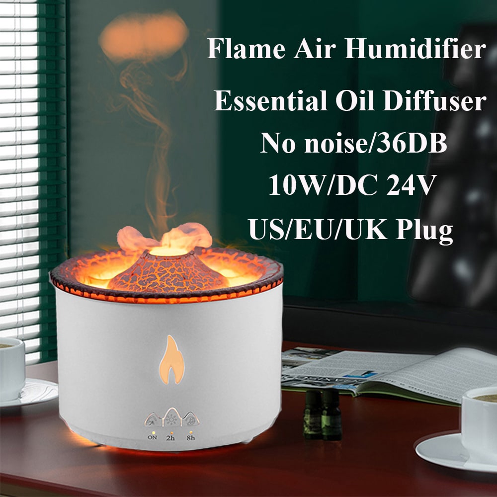 Difuzor ultrasonic de uleiuri esențiale - efecte de lumină tip flacără și mod de pulverizare a ceții tip meduză