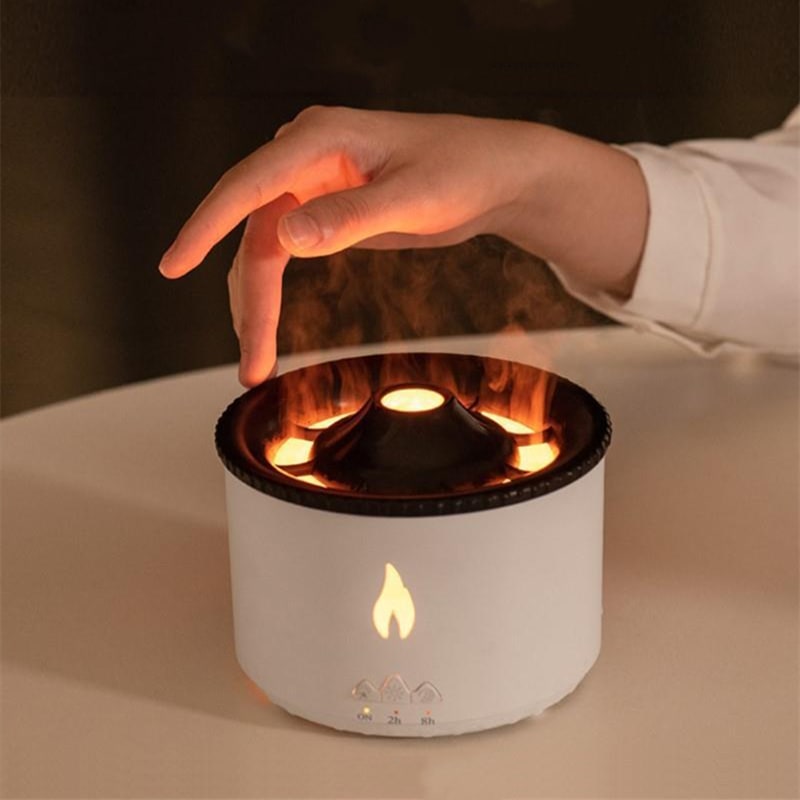 Difuzor ultrasonic de uleiuri esențiale - efecte de lumină tip flacără și mod de pulverizare a ceții tip meduză
