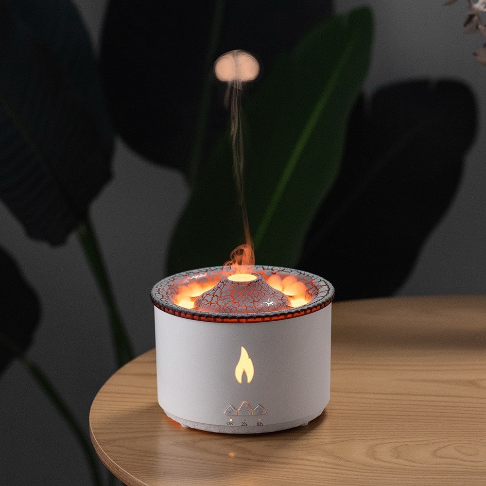Difuzor ultrasonic de uleiuri esențiale - efecte de lumină tip flacără și mod de pulverizare a ceții tip meduză
