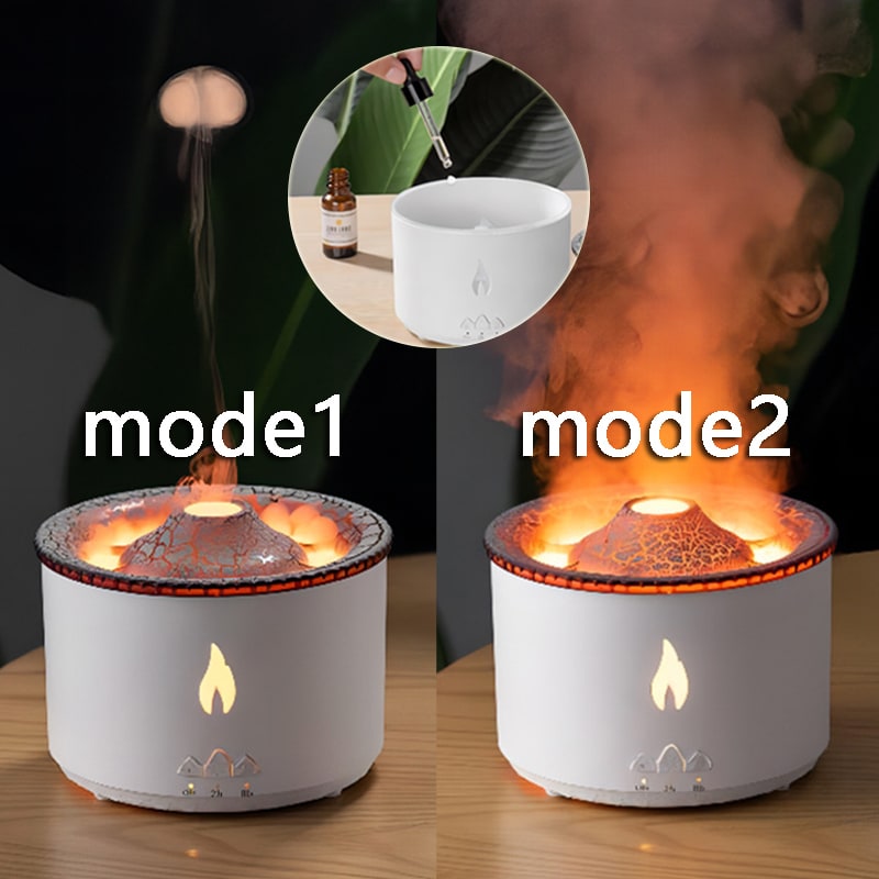 Difuzor ultrasonic de uleiuri esențiale - efecte de lumină tip flacără și mod de pulverizare a ceții tip meduză