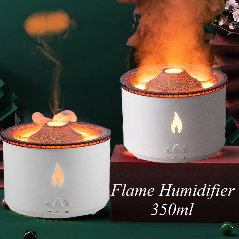 Difuzor ultrasonic de uleiuri esențiale - efecte de lumină tip flacără și mod de pulverizare a ceții tip meduză