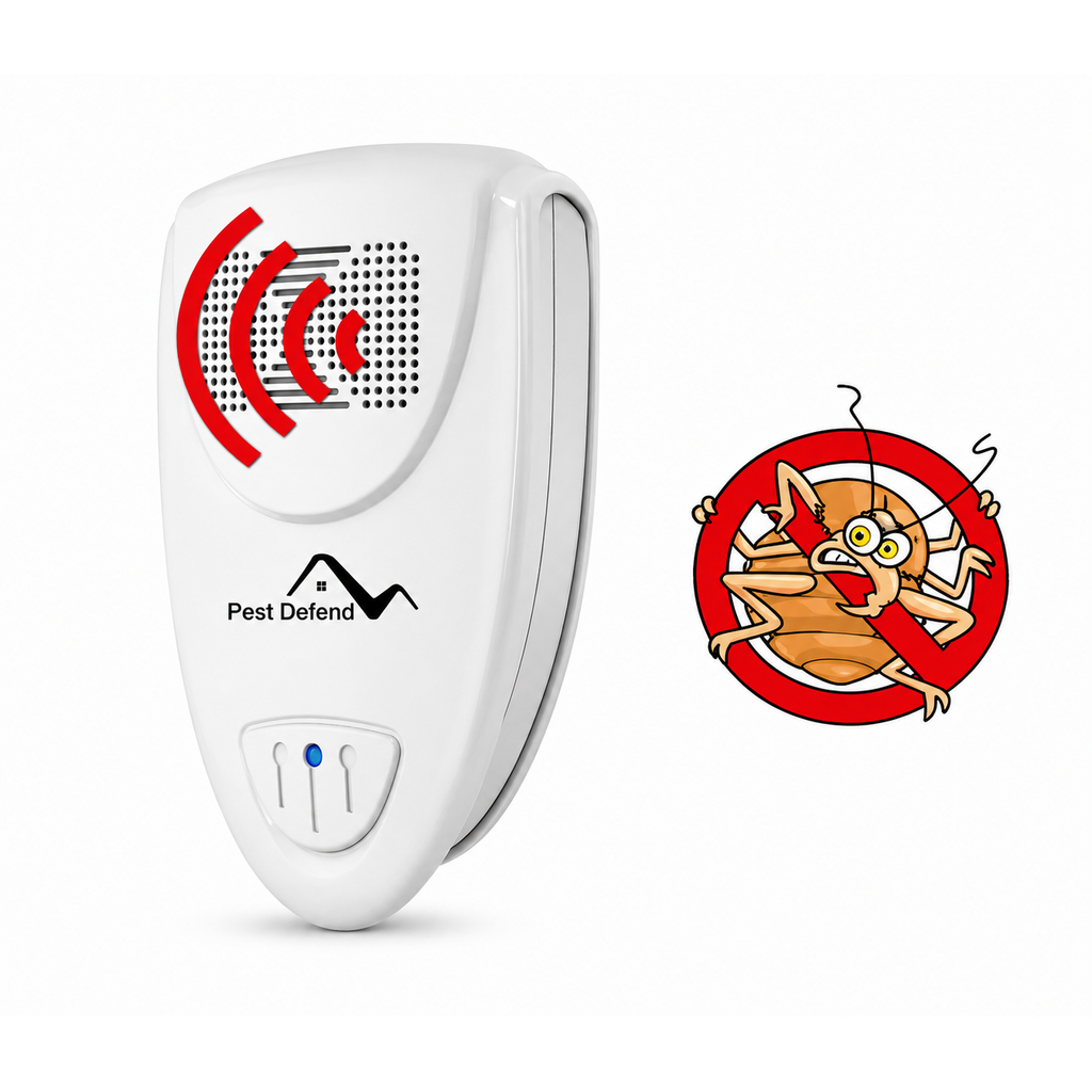 紧凑型白色超声波驱虫器，插电式，带便携LED指示灯