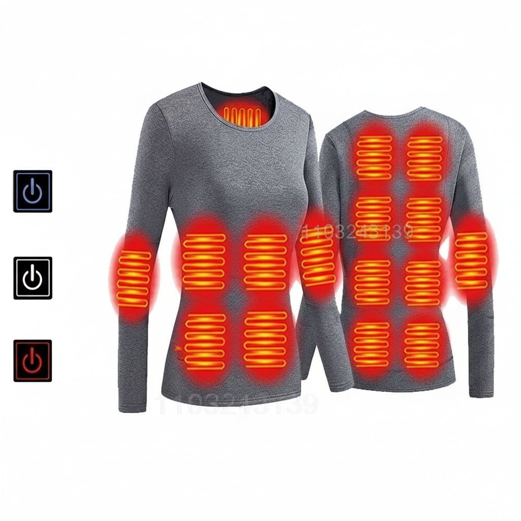 USB Heated Long Johns Thermal Set, Multiple Heating Zones, Three Temperature Settings
