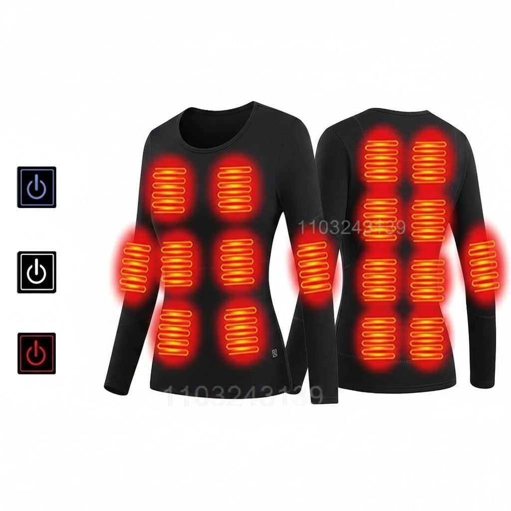USB Heated Long Johns Thermal Set, Multiple Heating Zones, Three Temperature Settings