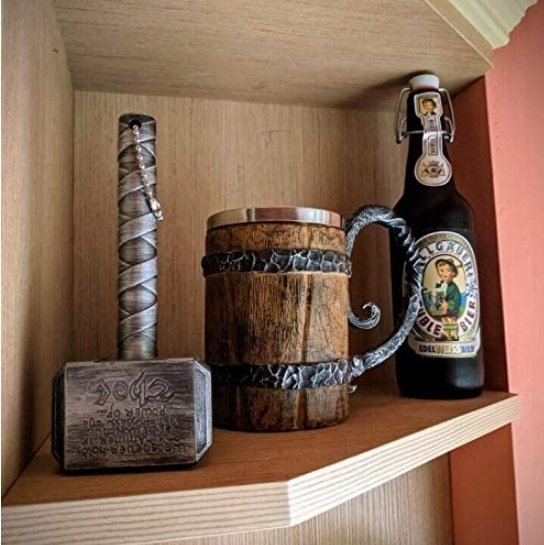 Nordic Design Tavern Mug Double Wall Insulated Cup Norse Viking Pattern