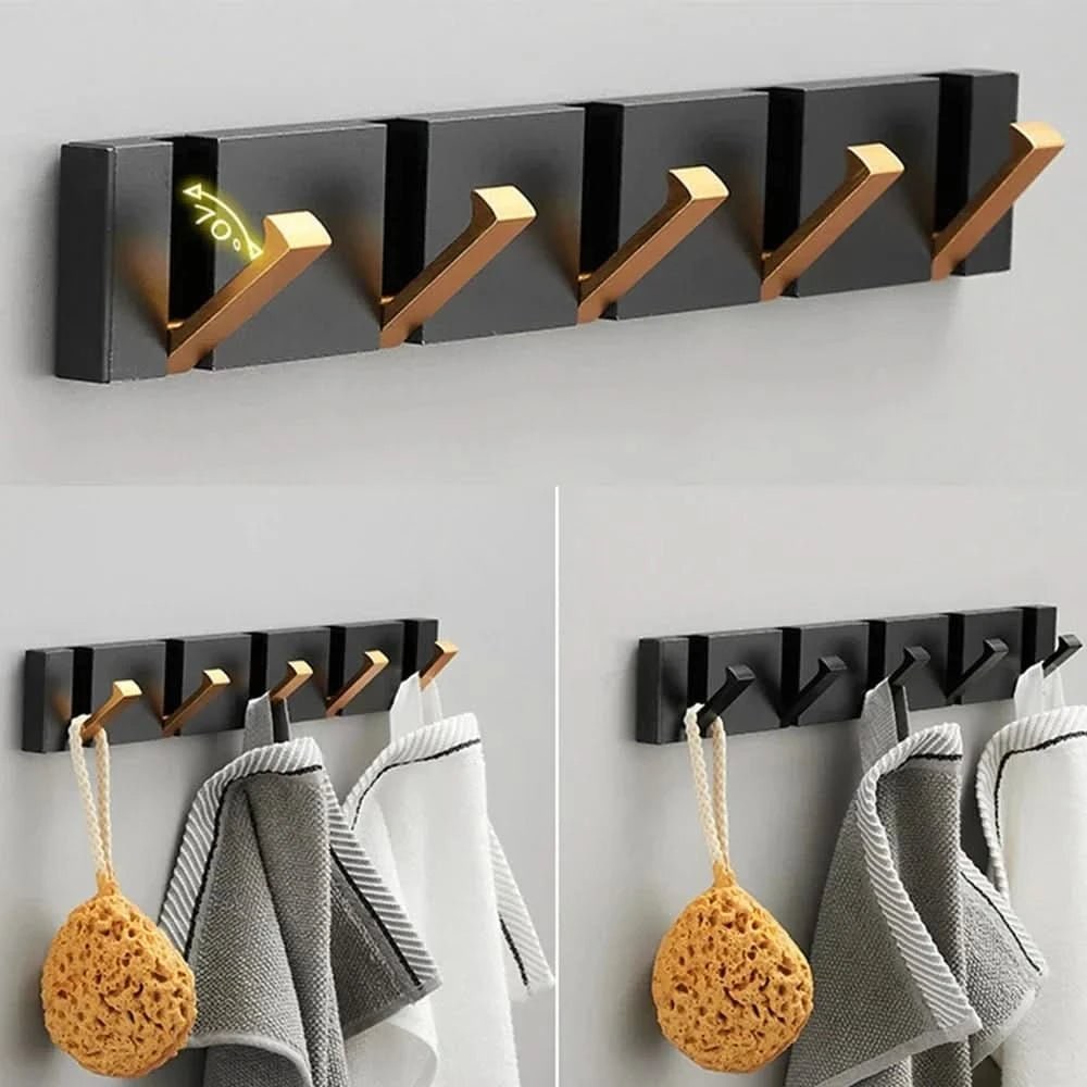 Modern Wall Mounted Coat Rack Retractable Folding Hooks Space Saving Design