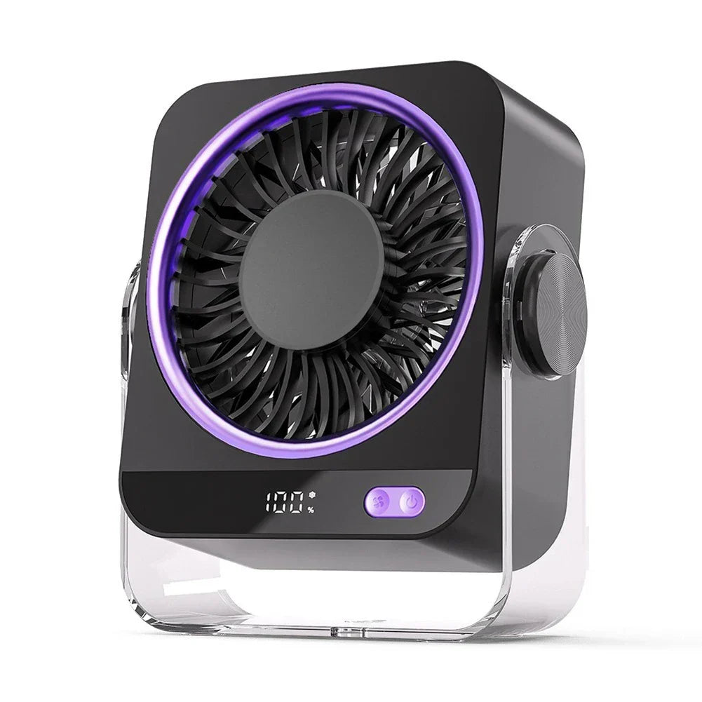 Συμπαγής επαναφορτιζόμενος ανεμιστήρας γραφείου με ρυθμιζόμενη ροή αέρα και ελαφρύ σχεδιασμό