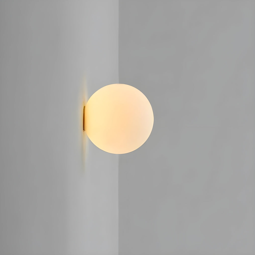 Aplique de parede moderno e minimalista em forma de globo, de montagem rente, com cúpula de vidro fosco