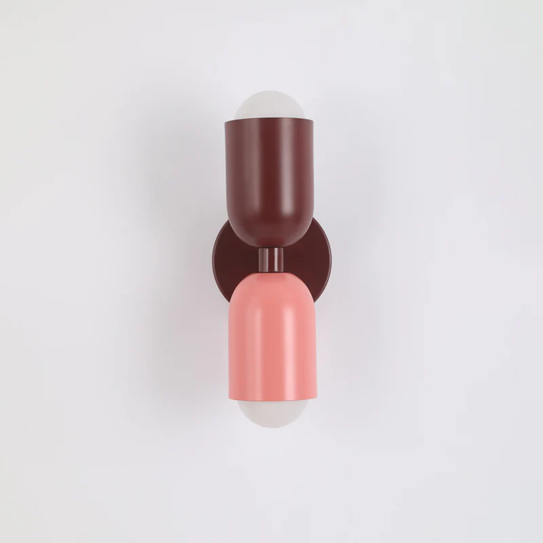 Modern Wall Sconce - Dual Up Down LED Lighting And Color-Blocked Exterior